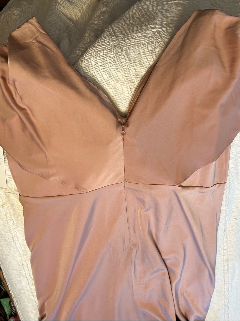 Elegant Dusty Rose V-Neck Twist Front Women's Dress - Picture 6 of 9